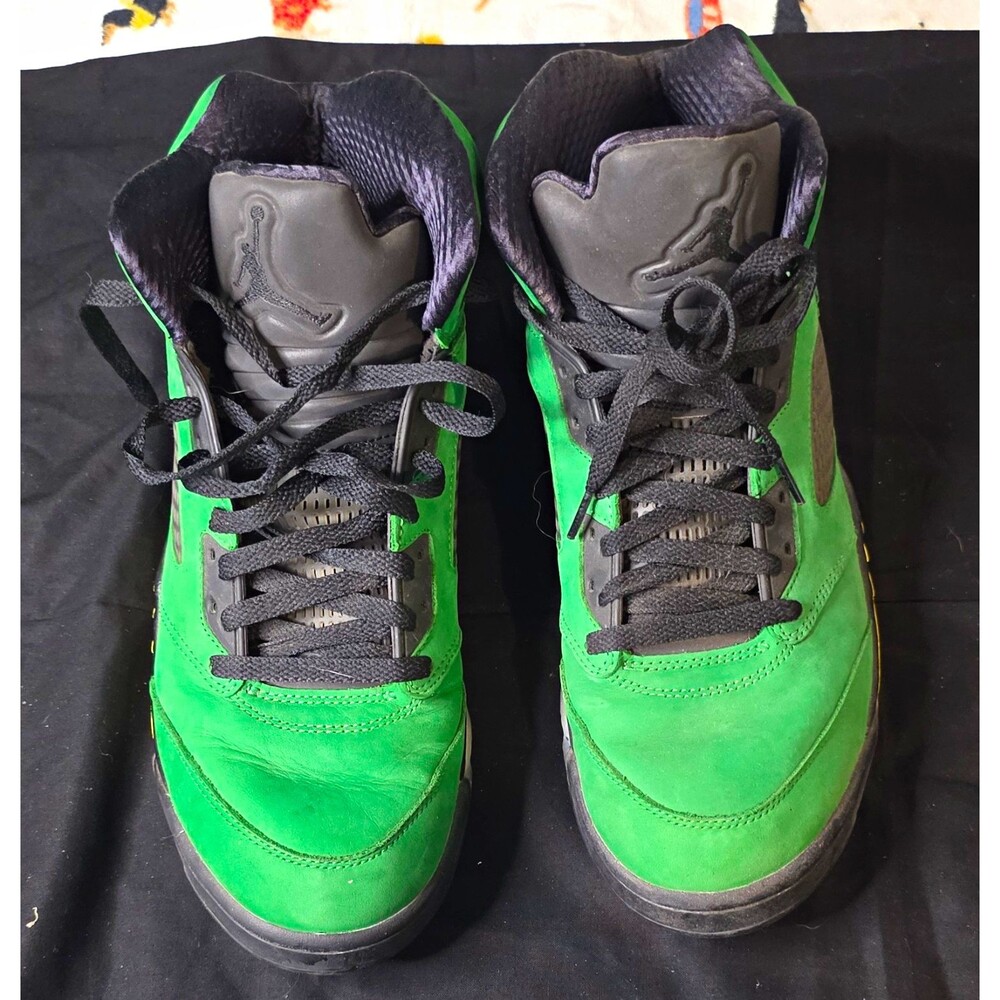 Jordan Air Jordan 5 Retro Oregon Ducks High Top Sneakers Green Black Yellow